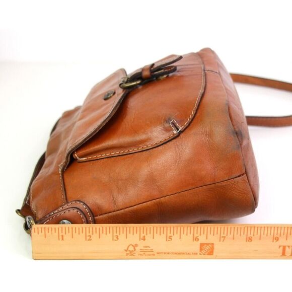 Patricia Nash BROWN GENUINE LEATHER SHOULDER BAG X-BODY ZIP TOP HANDBAG PURSE - Picture 14 of 16